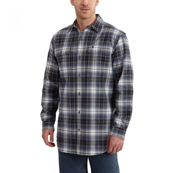 Carhartt Other - Carhartt "Hubbard Plaid Shirt" Original Fit Flannel Blue Black White, Men's XL